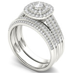 Double the Sparkle: Yaffie White Gold Diamond Engagement Ring Set with 1ct TDW and One Band.