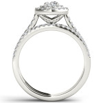 The Yaffie Sparkling White Gold 1ct TDW Diamond Bridal Set with a Gorgeous Double Halo.