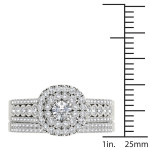 Sparkling Love: Yaffie White Gold Double Halo Engagement Ring Set with 1ct TDW Diamond and Matching Band