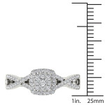 Split Shank Diamond Halo Engagement Ring with 2/5ct TDW in White Gold by Yaffie.