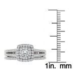 Diamond Double Halo Engagement Ring Set with 3/4ct TDW in White Gold by Yaffie