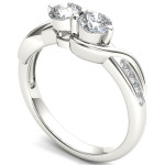 Sparkling Yaffie Engagement Ring with Two 3/4ct TDW White Gold Diamonds.