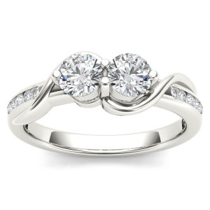 Sparkling Yaffie Engagement Ring with Two 3/4ct TDW White Gold Diamonds.