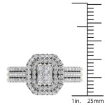 Yaffie 5/8ct TDW Cluster Halo Bridal Set in White Gold Glamour