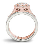 White and Rose Gold Diamond Halo Engagement Ring Set with 1/2 ct TDW by Yaffie