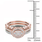 Engagingly Radiant Yaffie Ring Set with Rose Gold and 1/2ct TDW Diamond Halo