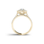 Golden Yaffie Diamond Engagement Ring Set with 1 1/2 CT Total Diamond Weight and Halo Design