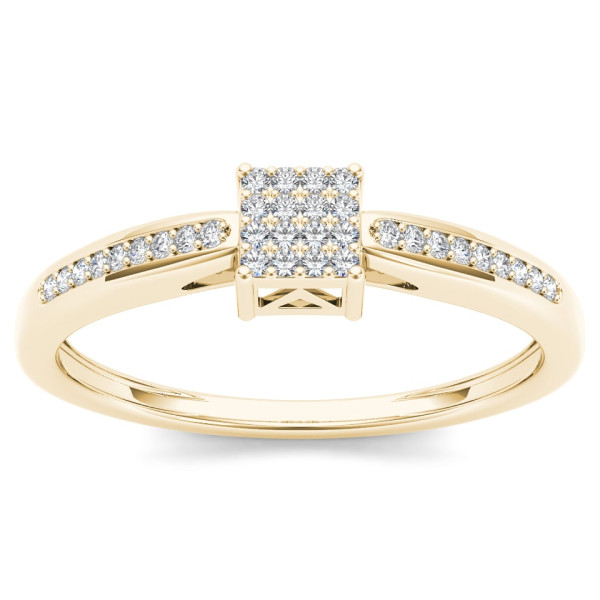 Dazzling Yaffie Gold Diamond Cluster Engagement Ring with 1/10ct TDW