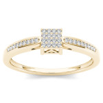Dazzling Yaffie Gold Diamond Cluster Engagement Ring with 1/10ct TDW
