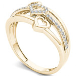 Heart Fashion Ring with Split Shank and Yaffie Gold 1/10ct TDW