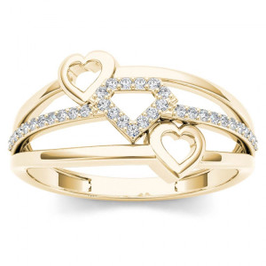 Heart Fashion Ring with Split Shank and Yaffie Gold 1/10ct TDW