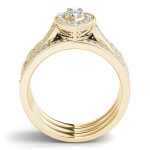 Sparkling Yaffie Gold Engagement Ring Set with 1/2 carat Diamond Halo