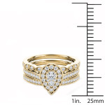 Sparkling Yaffie Gold Engagement Ring Set with 1/2 carat Diamond Halo