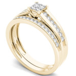Yaffie Gold Classic Engagement Ring Set with 1/2ct TDW of Stunning Diamonds and One Band.