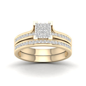 Yaffie Golden Diamond Cluster Bridal Set, Sparkling with 1/2ct TDW