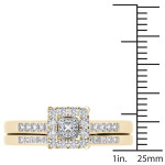Gold Halo Diamond Engagement Set with 1/2ct TDW and Matching Band by Yaffie