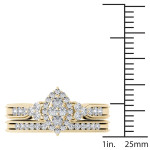 Golden Dreams Come True with Yaffie 1/2ct TDW Diamond Marquise Halo Engagement Set.