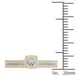 Golden Yaffie Diamond Halo Engagement Ring with Single Band, featuring a 1/3ct Total Diamond Weight.