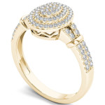 Sparkling Yaffie Gold Ring with 1/4ct Diamond Cluster and Double Halo for Engagements