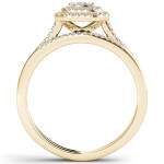 Golden Yaffie: Halo Bridal Set with Shimmering 1/4ct TDW Diamond Cluster