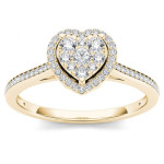 Gold 1/4ct TDW Diamond Halo Engagement Ring - Custom Made By Yaffie™