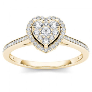 Golden Yaffie Diamond Halo Engagement Ring with 0.25ct Total Diamond Weight
