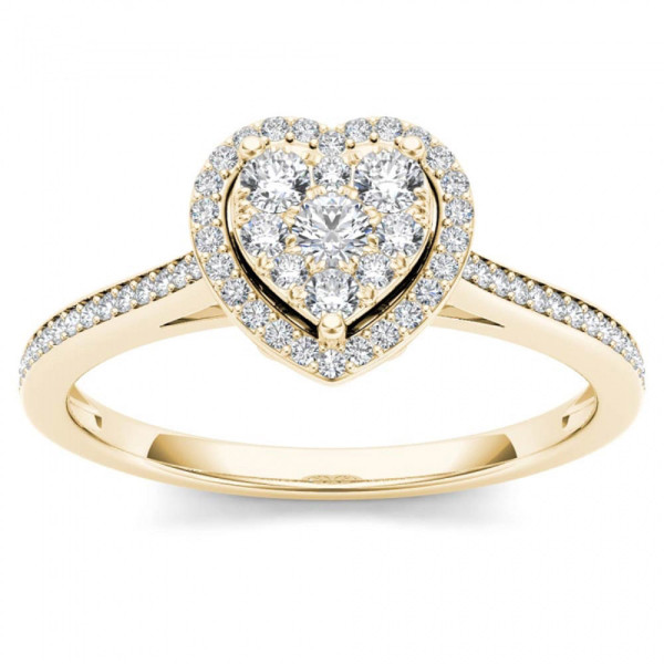 Gold 1/4ct TDW Diamond Halo Engagement Ring - Custom Made By Yaffie™
