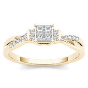 Engagement Ring with Three Stunning Diamonds totaling 1/4ct, the Yaffie Gold Three-Stone Look