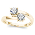 Gold Yaffie Ring with Two Diamonds Totalling 1/4ct TDW