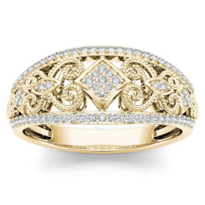Glittering Yaffie Gold Diamond Engagement Ring with 1/5ct TDW
