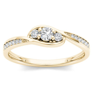Gold Yaffie Three-Stone Engagement Ring with 1/5ct of Sparkling Diamonds