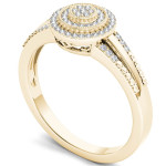 Sparkling Yaffie Gold Diamond Halo Engagement Ring with 1/6ct TDW