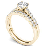 Golden Yaffie Engagement Ring Set with 1 Carat TDW Classic Diamonds