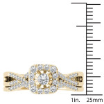Yaffie 2/5ct TDW Diamond Halo Engagement Ring Set with a Single Band in Glorious Gold
