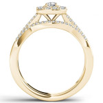 Yaffie 2/5ct TDW Diamond Halo Engagement Ring Set with a Single Band in Glorious Gold