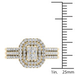 Gold 5/8ct TDW Cluster Halo Bridal Set - Custom Made By Yaffie™