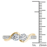 Yellow and White Gold Two-Stone Diamond Engagement Ring with a 3/4 Carat Total Diamond Weight by Yaffie