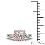 Dazzling Yaffie Engagement Ring with 1/2 Carat TDW Diamond Halo