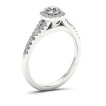 Radiant Yaffie Ring with 0.5ct Diamonds in a Halo Setting
