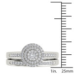 Sparkling Yaffie Bridal Set featuring a 1/3ct TDW Diamond Cluster Halo