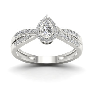Dazzling Pear-Shaped Diamond Halo Engagement Ring by Yaffie (1/3ct TDW)