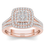 Dazzling Rose Gold Diamond Cluster Ring with 1/2ct Total Weight