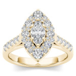 Gorgeous Yaffie Gold Marquise Diamond Engagement Ring - 1.5ct Total