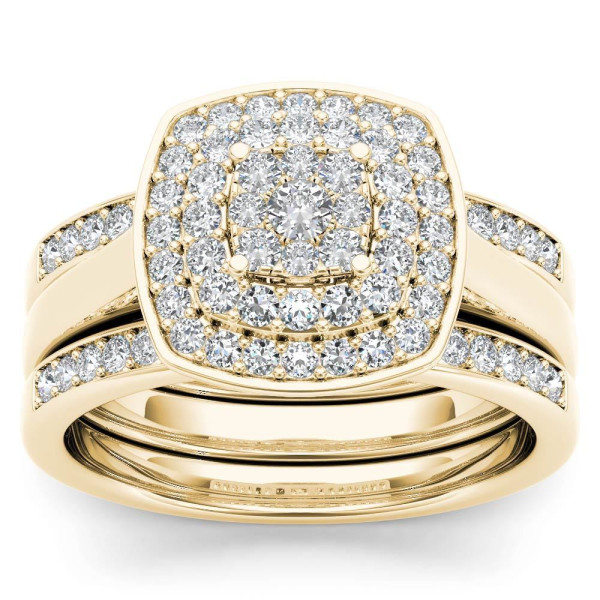 Halo Ring with Sparkling 1/3ct Diamond Cluster by Yaffie Gold
