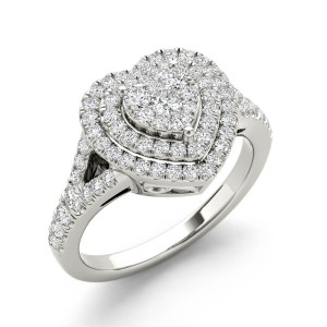 Heartfelt Sparkle: Yaffie 0.25ct Diamond Cluster Engagement Ring