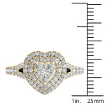 Yaffie Heart-Shaped Diamond Cluster Ring with 1/4ct Total Diamond Weight for Engagement.
