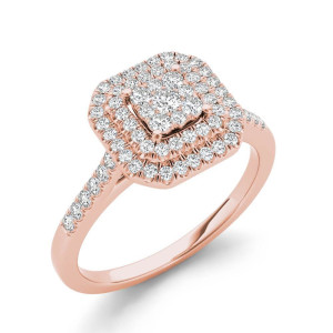 Dazzle Your Love with Yaffie 1/4ct TDW Diamond Double Halo Ring