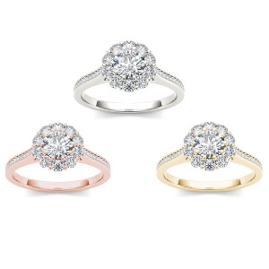 Sparkling Yaffie Gold Floral Diamond Promise Ring for Brides
