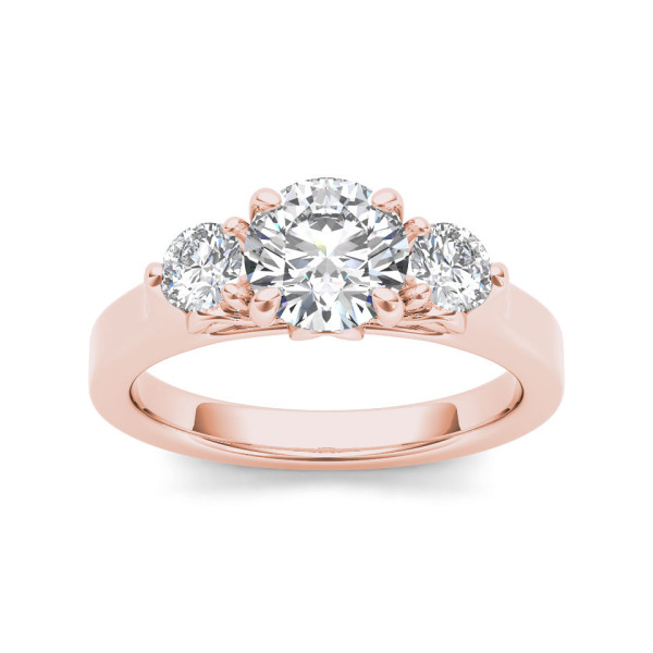 Rose Gold Diamond Anniversary Ring with 1.5ct TDW Three-Stone Design by Yaffie