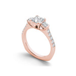 Rose Gold Three-stone Engagement Ring with Princess-cut Diamonds, 1 1/2 ct Total Diamond Weight by Yaffie